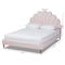 Baxton Studio Odille Pink Velvet Walnut Wood Queen Size Seashell Shaped Platform Bed 163-10333 - alternate 7